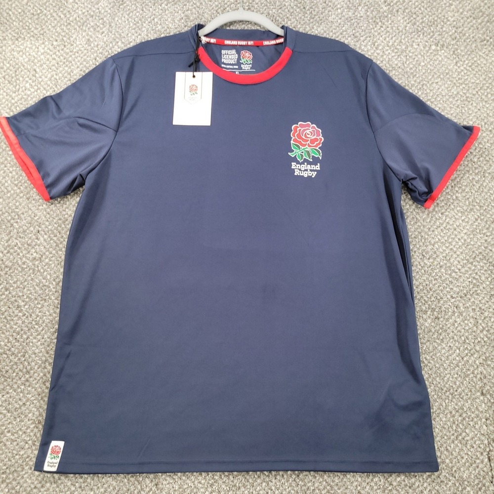 England Rugby Football Official Licensed  Navy Blue Ringer T-Shirt Mens XL New